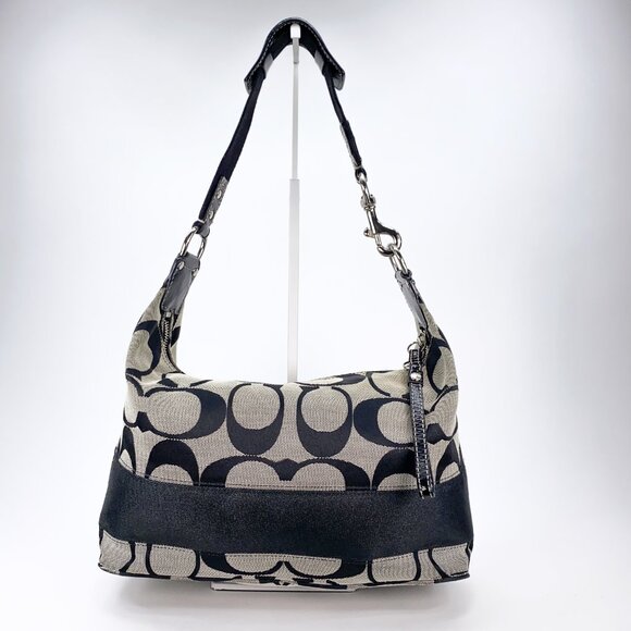 COACH Hobo Signature Stripe Canvas Shoulder bag - E1094-F15197 - Picture 12 of 15
